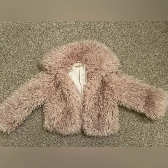 Free People Moonlight Faux Fur Jacket Soft Dusty Pink with pockets size M - Picture 5 of 9